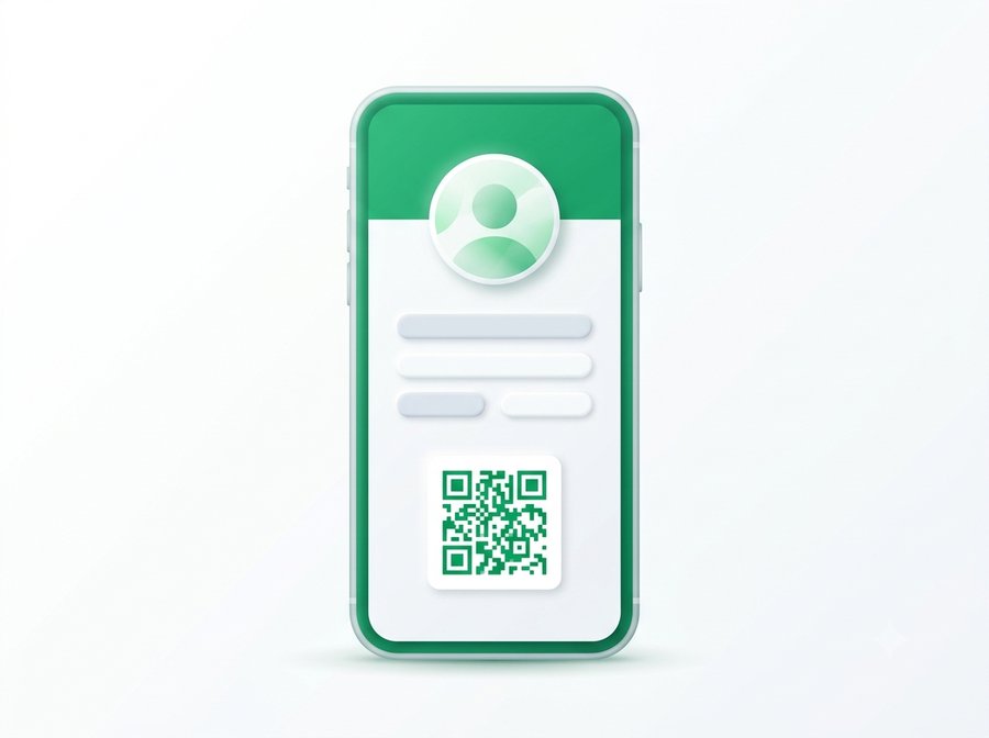 Carte de visite numérique avec QR code affichée sur un smartphone